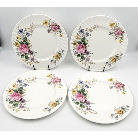 Royal Doulton England Arcadia H4802 Dinner Plates Brown Backstamp Set of 4 - Picture 2 of 7